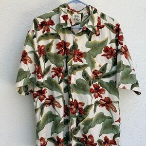 Tropical Floral Button Down Shirt men’s XL